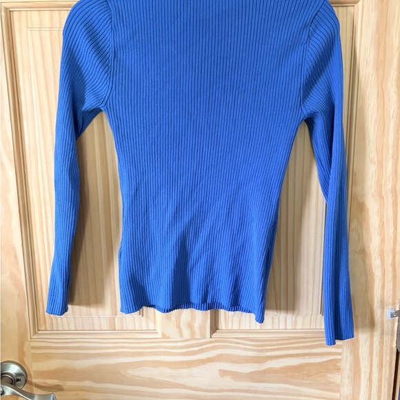 INC International Concepts Blue Ribbed Long Sleeve Top - Picture 4 of 4